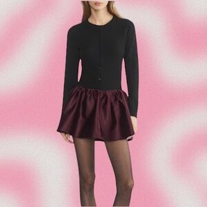 Sunday Best Cher Satin Skort - Burgundy - Size Small